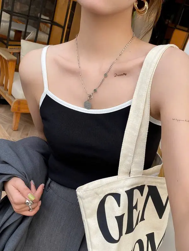 Áo 2 dây phối màu basic cho nữ từ 40-60kg,chất thun tăm mềm mịn mát, co giãn tốt-Topwomenwear 2