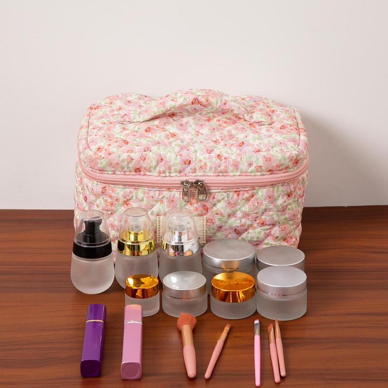 Product Introduction of Floral Pattern Makeup Bag Set, 4 Counts/set Large Capacity Cosmetic Storage Bag, Zipper Makeup Organizer Pouch, Versatile Storage Bag for Travel, Office, Home 7
