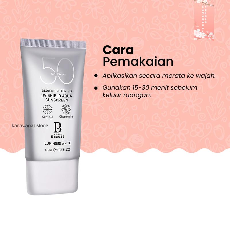 ( BUNDLE ) Premiere Beaute Sunscreen SPF 50 PA+++ 40ml (BPOM ) isi 3pcs Sun creen No White wajah UV Shield Sun protect sunblok badan sunblcok wajah Luminous Tabir Surya Perlindungan Sinar UV Murah banget Semua Jenis Kulit sanscren 2