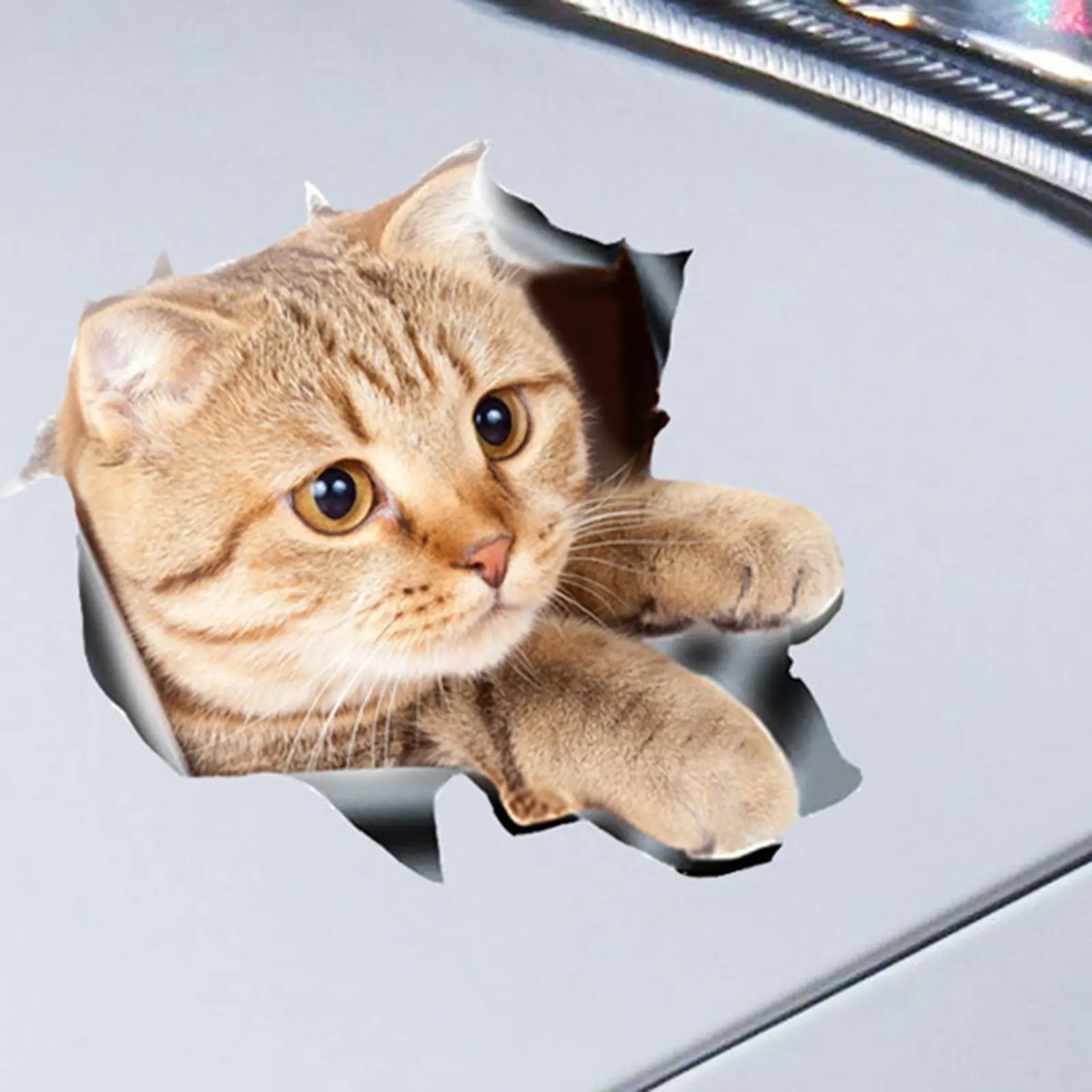 Pelekat kereta kesan 3D, kreatif, kalis air, Tidak luntur, bahan haiwan peliharaan, kucing comel