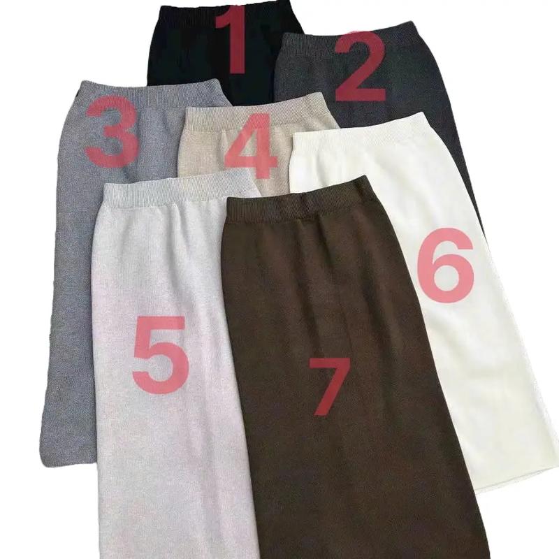  003. Chân váy len dáng dài 90cm  +_1    dáng ôm  xẻ sau . Chất len dày  mịn . Nữ Women chan vay 