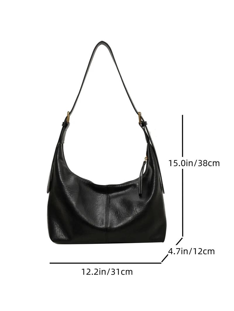 Product Introduction of Women's Plain Color Large Capacity Shoulder Bag, Retro Fashion Soft Pu Leather Bucket Bag, Casual All-match Crossbody Bag for Work & Daily Used 14