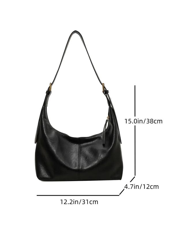 Women's Plain Color Large Capacity Shoulder Bag, Retro Fashion Soft Pu Leather Bucket Bag, Casual All-match Crossbody Bag for Work & Daily Used 3