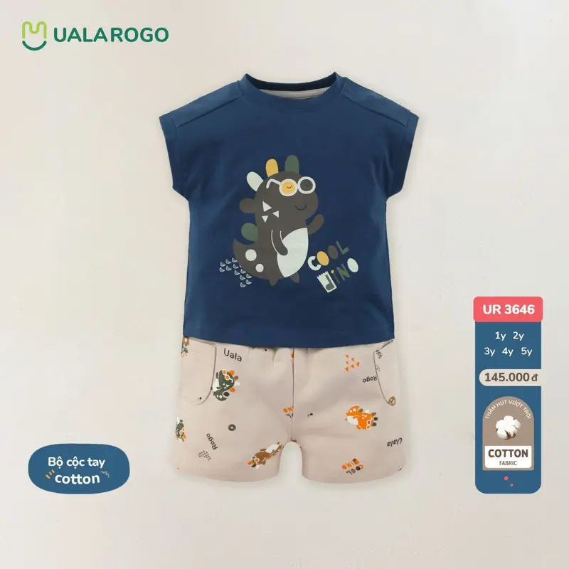 Bộ quần áo ba lỗ cho bé Ualarogo từ 1-5 tuổi vải Cotton co giãn mềm mại thoáng khí 3646 2