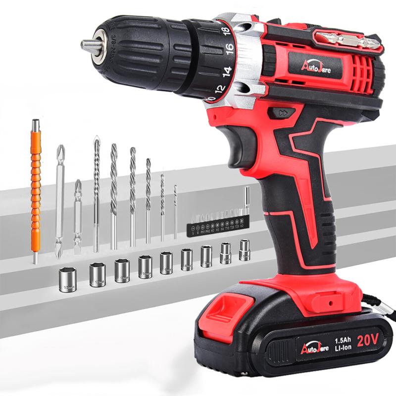 TikTok Shop 20 Volt Drill 2 Speed Electric Cordless Drill Driver with Bits Set Battery