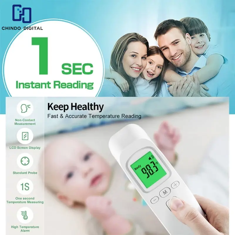 Thermogun Termometer Suhu Tubuh Digital Termometer Inframerah Termometer Infrared Non Contact Thermometer Dahi untuk Demam Termometer Dahi 3