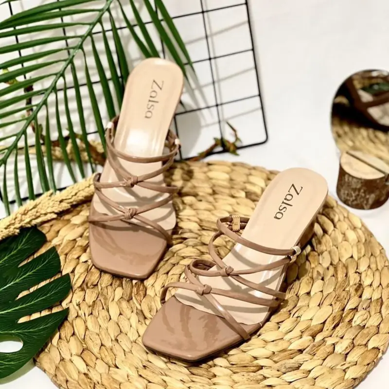 Sendal high heels wanita 5cm Tali silang Sandal 1