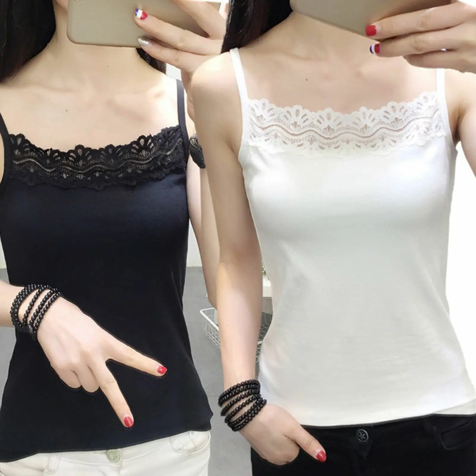 Áo Nữ, Dây Đeo Spaghetti Ren, Màu Trơn Cổ Vuông, Không Tay, Quần Phù Hợp, Áo Áo Chui Đầu Mềm Mại, Áo Yếm Mùa Hè, Quần Áo Nữ