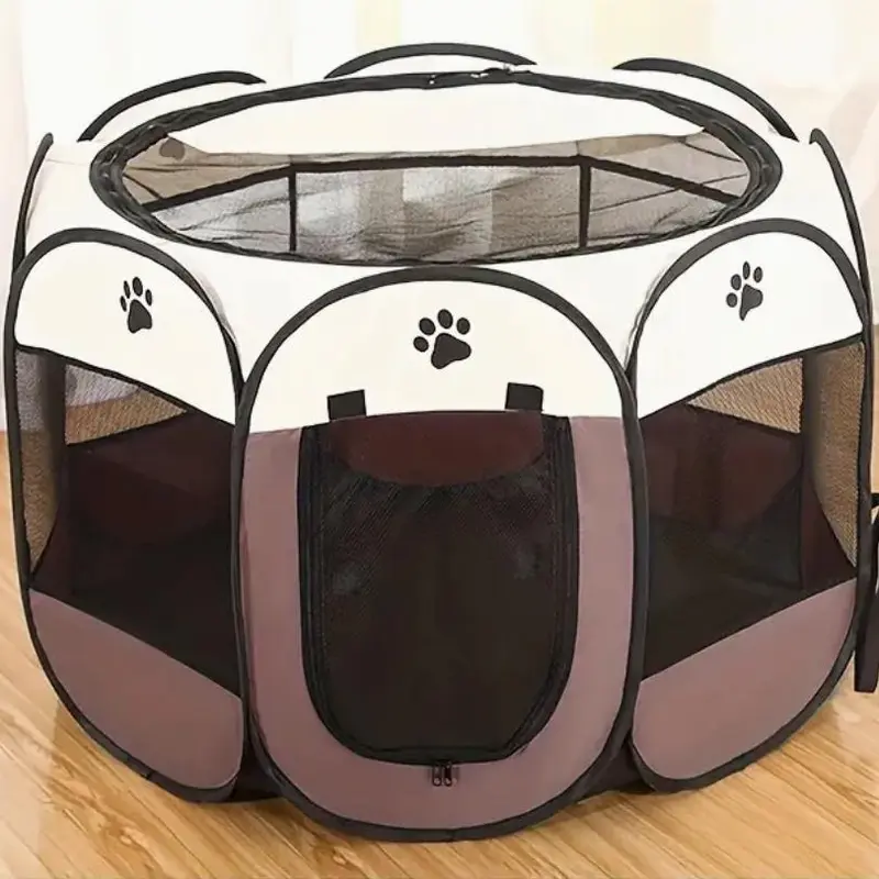 Portable Mesh Pet Gaming Cage, Waterproof Pet Playpens, Foldable Pet Cages for Small Dogs & Cats 7
