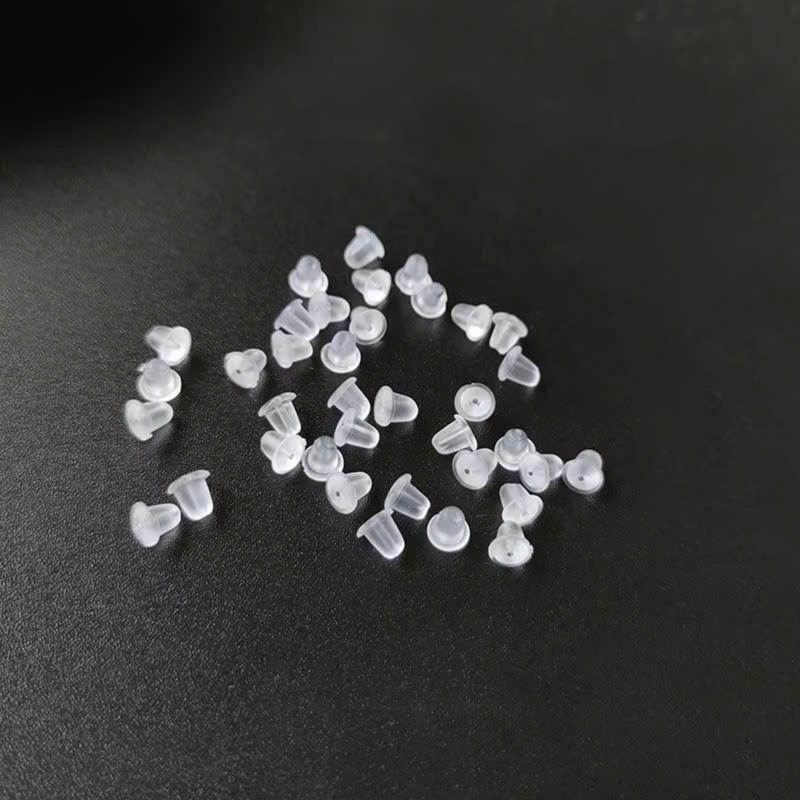 Chốt nhựa bông tai đính nút cao su silicon 4mm nút bịt khuyên tai 3