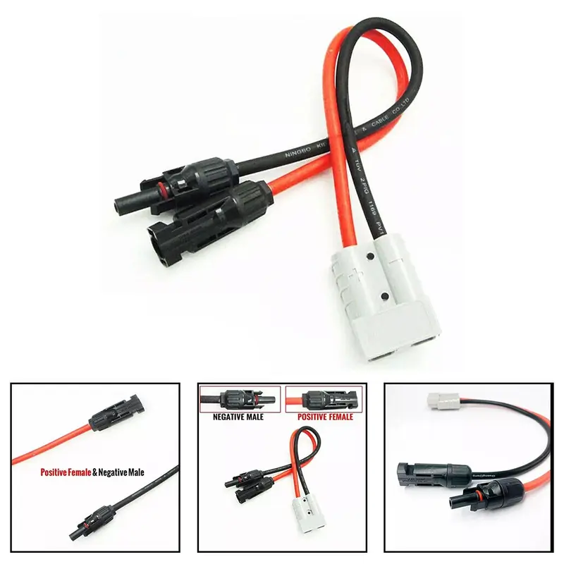 Cáp Bảng Điều Khiển Năng Lượng Mặt Trời, 50 AMP, Đầu Nối Bộ Chuyển Đổi Y, Chiều Dài 30cm, Kích Thước Đầu Vào 30mm2, Đầu Nối Anderson 5