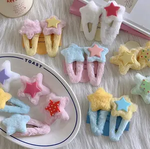 Jepit Rambut Korea Bintang Bulu Halus Lucu Aksesoris Wanita