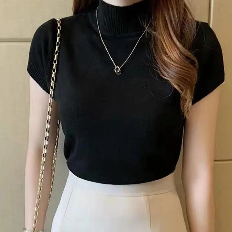 Atasan Wanita Turtleneck Premium | Atasan Wanita Rajut Premium | Kekinian Lengan Pendek Wanita F2104 2