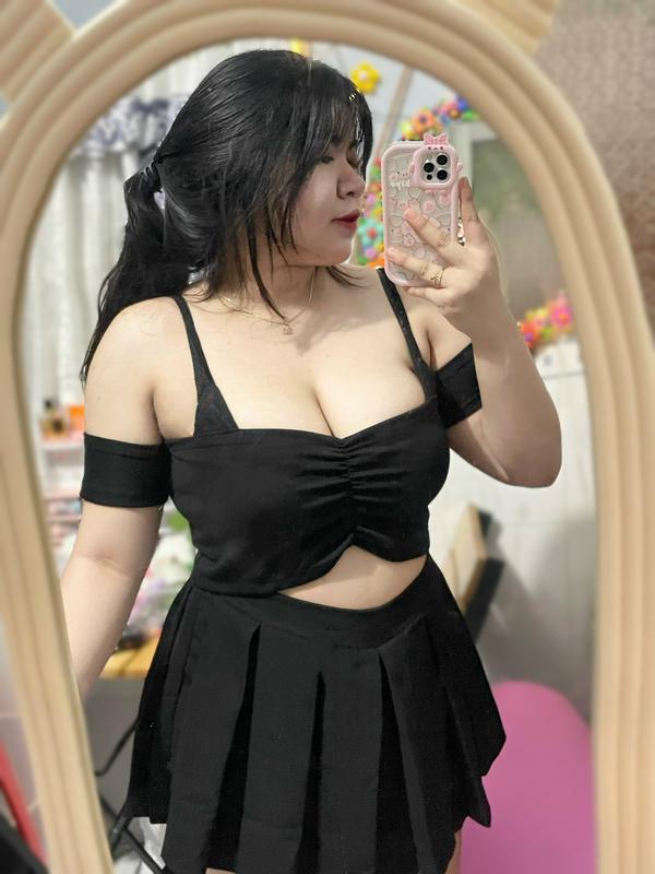 Áo trễ vai 2 dây nhún giữa ngực nữ bigsize - A71