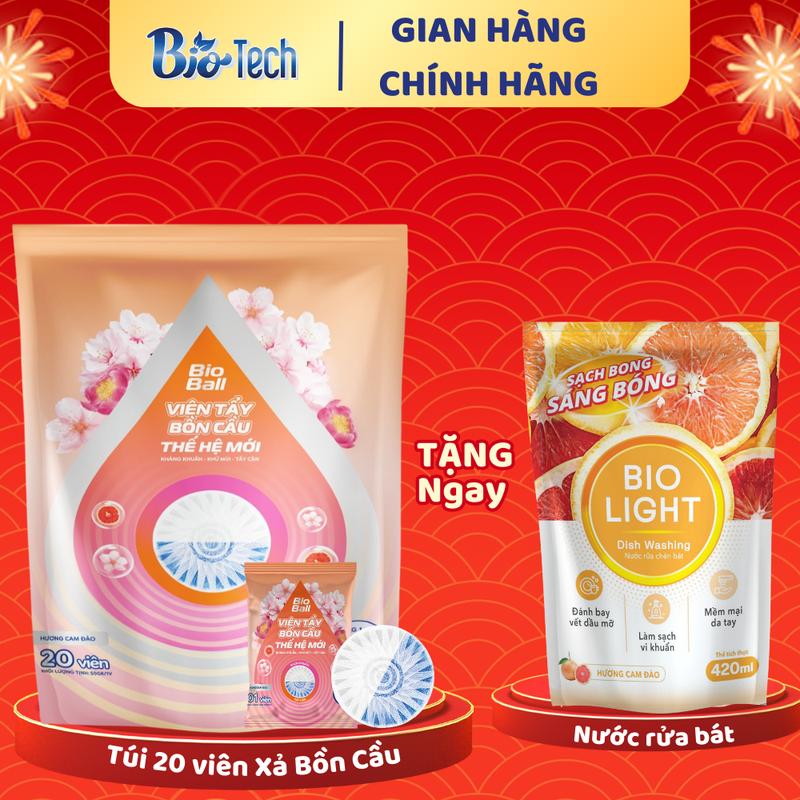 (1) BIO6 [DEAL SHOCK] "Mua 1 túi viên thả bồn cầu BioBall  TẶNG - 1 túi nước Rửa Bát BioLight 420ml"