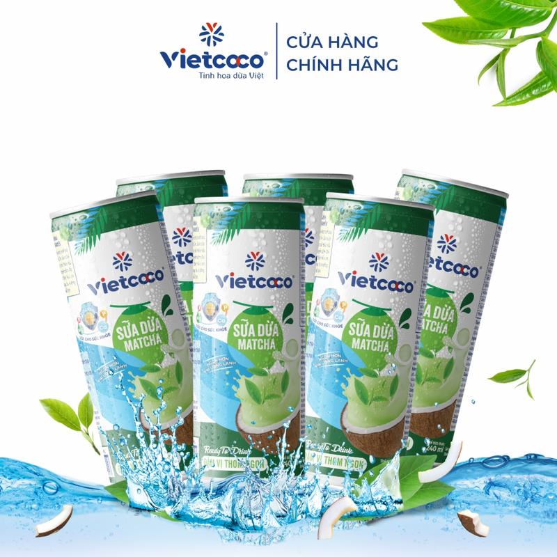 Combo 6 lon sữa dừa matcha VIetcoco 240ml