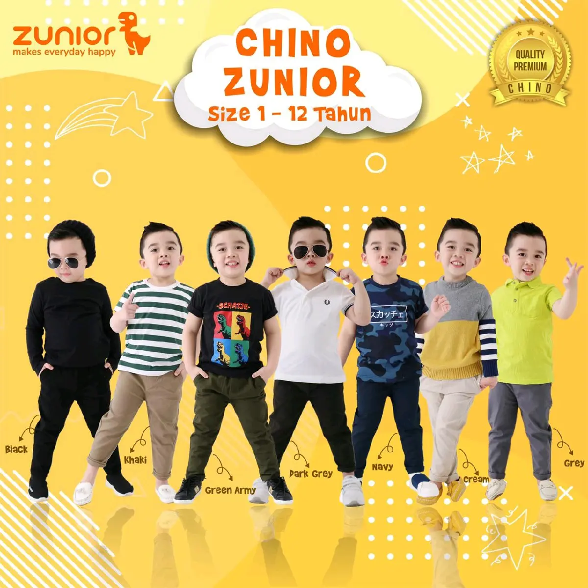 Celana Panjang Chino Anak 1 - 12 Tahun Premium by Zunior