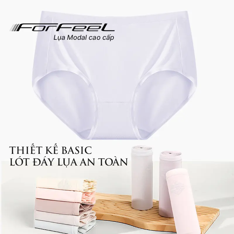 Set 4 quần lót lụa Modal For Feel, quần chíp nữ basic mềm mát, đáy quần lót 2 lớp kháng khuẩn thấm hút, đường may tinh tế co dãn đàn hồi _ F8012
