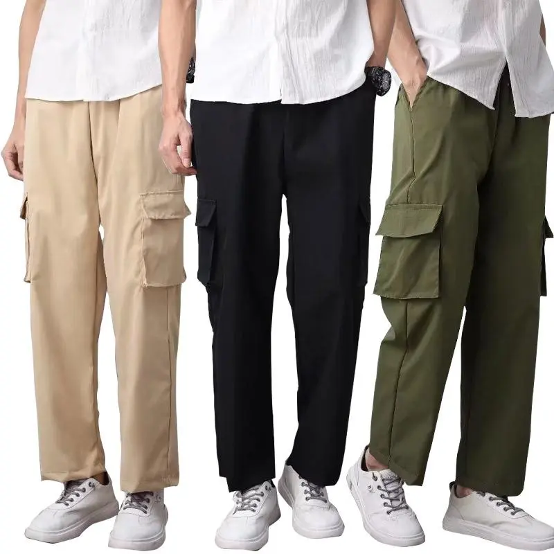 Pants plus Size Multi-Pocket Cargo Pants High Street Fashion Brand Casual Pants Workwear Pants Pants Spring Men's Loose Casual Menswear