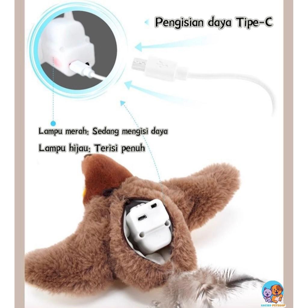 Mainan Kucing USB Bisa Di Charger Listrik Mainan Kucing Interaktif Otomatis Burung  Bisa Bergerak Bersuara/Mainan Anjing