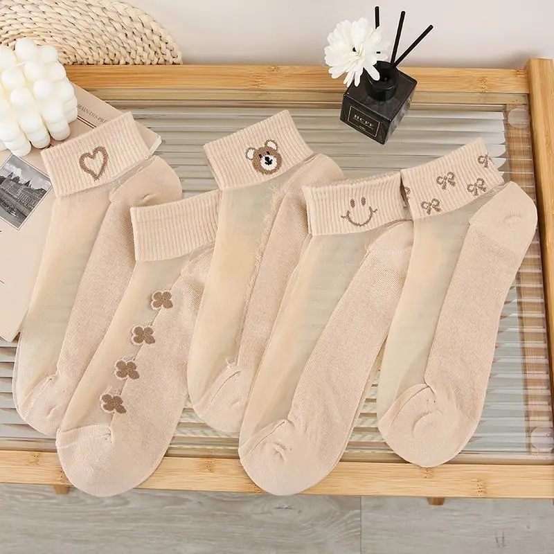 Vớ Mùa Hè, Vải Lụa Pha Lê Mỏng, Thoáng Khí, Cắt Nông, Màu Da Ưa Nhìn, Dễ Thương, Thích Hợp Cho Mùa Xuân Và Mùa Thu, Vớ Thuyền, Dành Cho Nữ