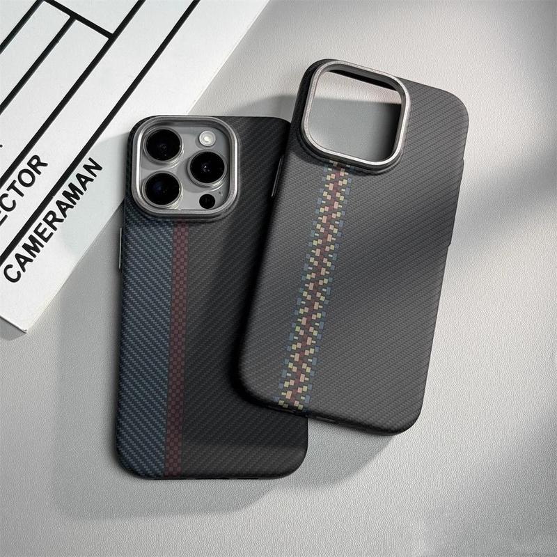 Ốp Điện Thoại Thích Hợp Cho iPhone 17promax 17Air 17 pro 16promax 15 14 13 12 Khung Ống Kính Kim Loại Họa Tiết Sợi Carbon Kevlar Ốp Cứng Từ Tính Chống Sốc 15 Thích Hợp Cho 14 Chống Va Đập Tản Nhiệt Hút Từ Tính Chống Mài Mòn Chống Vân Tay
