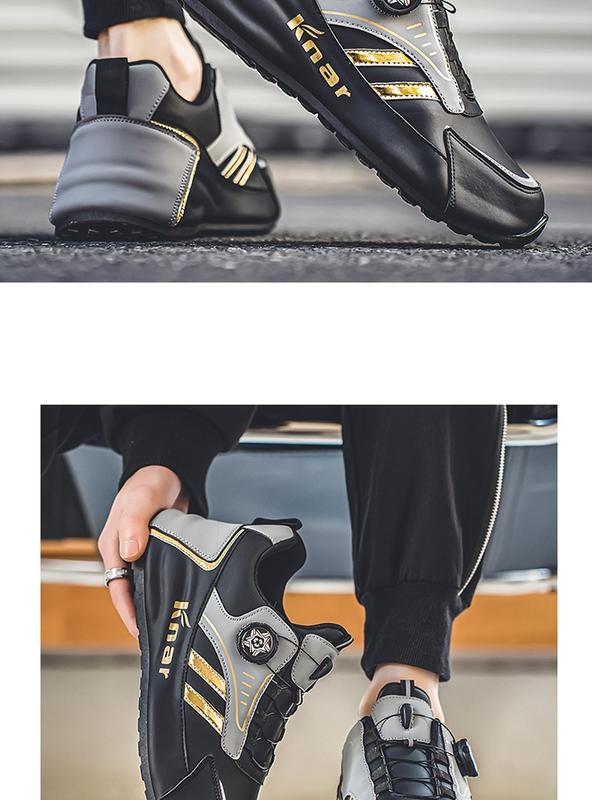 Product Introduction of Rotating button shoes men's sneakers men's shoes spring and autumn leather waterproof non-slip casual shoes fashionable shoes all-matching travel shoes Closed Runner Trainers Footwear Training Running Walking Shoes 19