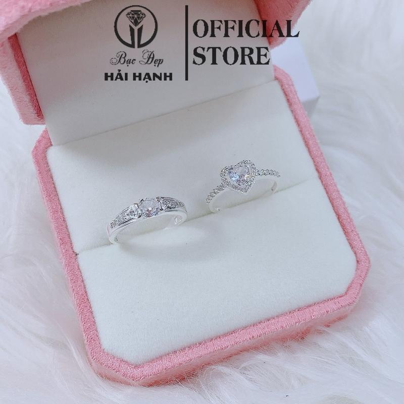 Nhẫn đôi bạc ta hình tim siêu hot HHJ Tặng nước rửa bạc