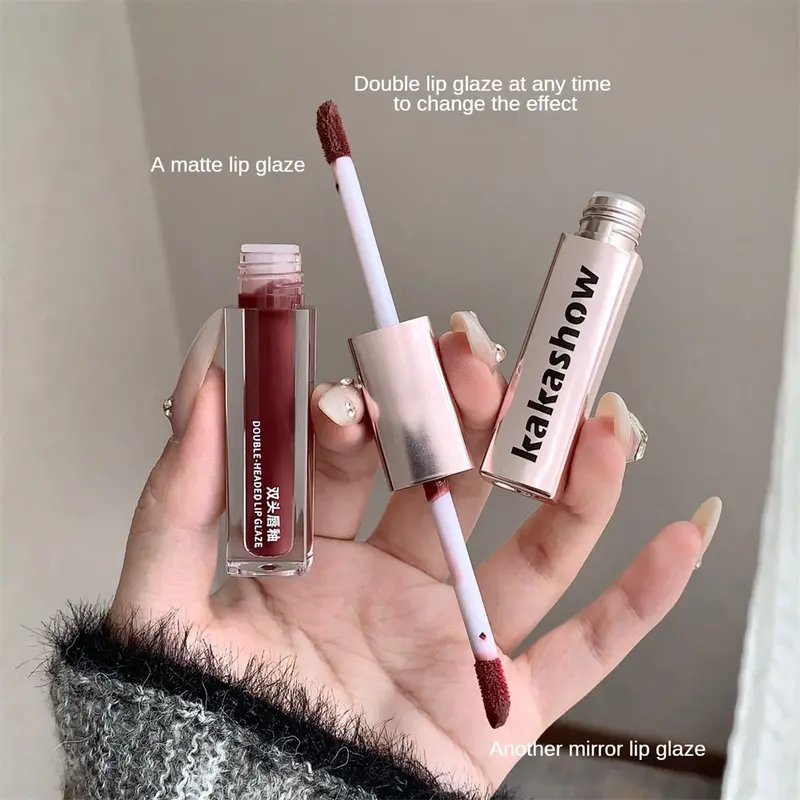 Son Môi Lì, Kakashow, Son Kem Hai Đầu, Lâu Trôi, Nhung Sương Mềm, Lì, Tự Nhiên, Mịn Màng, Nhẹ, Son Bóng Nước, Không Thấm Nước, Không Dễ Cởi Trang Điểm, Không Khô, Cốc Không Dính, Giá Cả Phải Chăng, Mỹ Phẩm 4
