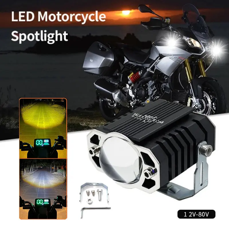 Đèn Lái Xe Mini, Đèn Chiếu Sáng LED, Màu Trắng Và Màu Vàng, Đèn Sương Mù, Không Thấm Nước, Đèn Chiếu Điểm, Thích Hợp Cho Ô Tô Và Xe Máy, Đèn Pha Thông Dụng Chùm Cao Và Thấp, 12-80V, Siêu Sáng 0