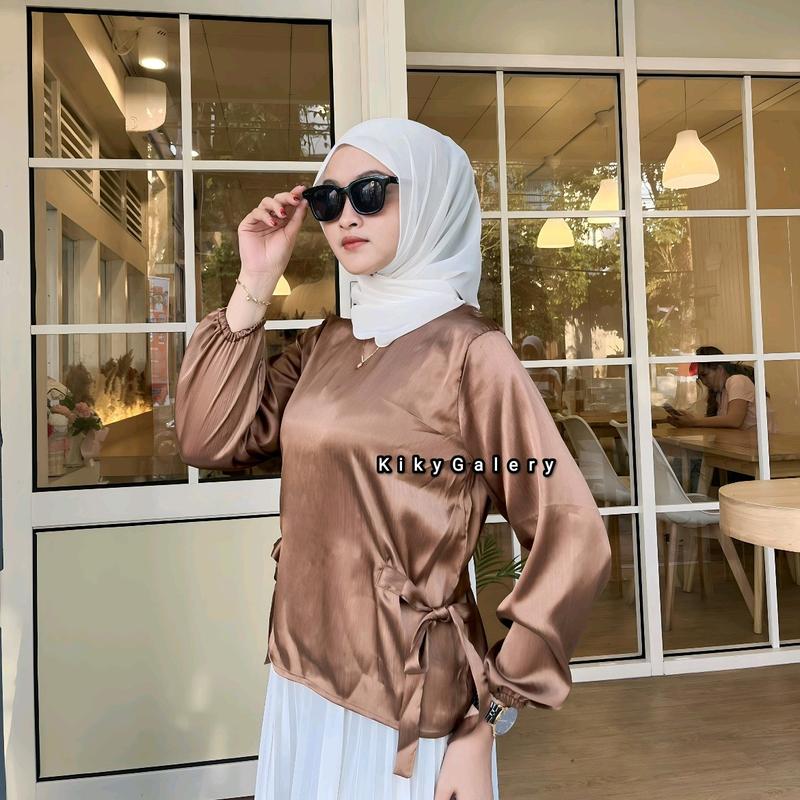 HAPPY ASMARA BLOUSE TALI SAMPING WANITA Atasan Top Baju Nyaman Panjang Satin Silk 5