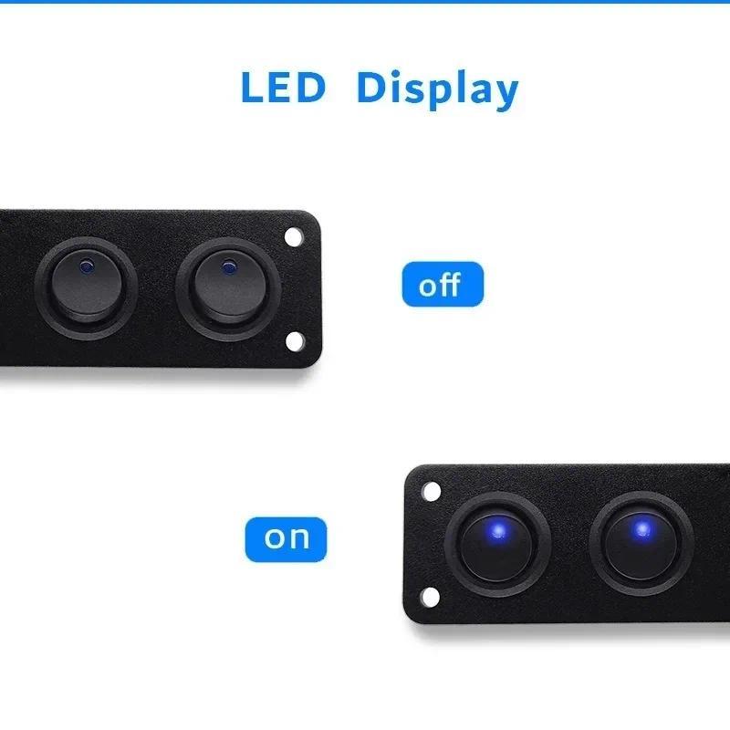 Product Introduction of 12V 1-4 Gang Universal Toggle Switch Panel USB Car Boat Marine RV Truck Blue LED Styling Accessories Marine Rocker Switch 50