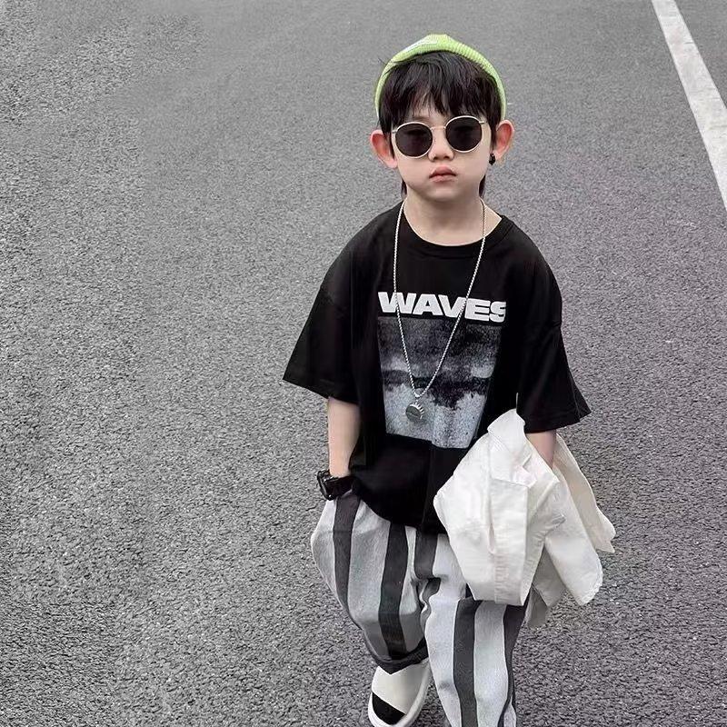 AOC24_04 Áo Cotton Cho Bé Trai Phong Cách Hàn Quốc Áo Thun Bé Trai Từ 15kg Đến 32kg