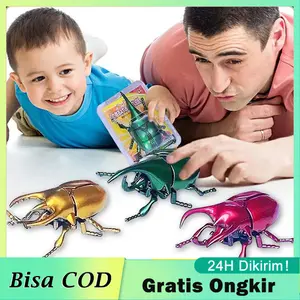 Mainan Serangga Jalan Berputar Kumbang Badak TANPA BATERAI Mainan Edukasi Simulasi Binatang Hewan