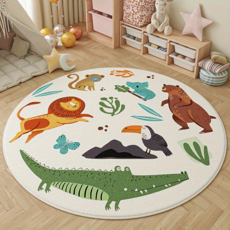 Cartoon Animal Pattern Round Rug, Non-slip Soft Floor Mat, Decorative Carpet for Home Living Room Bedroom Study Room, Room Decor 0