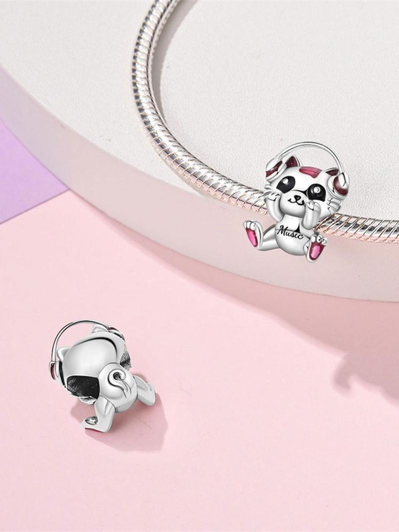 Product Introduction of Cute Cat Design Charm, Music Cat Beads Charm, Fashionable Pendant for Women & Girls, Trendy All-match & Exquisite Jewelry for Birthday Gift 0