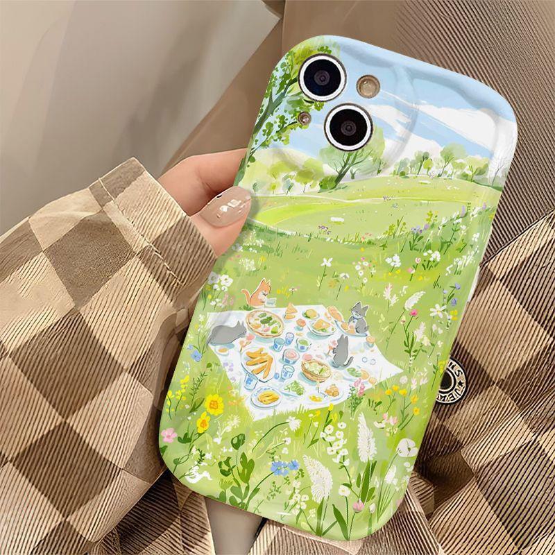 Product Introduction of Kitten Picnic for iPhone 15 Phone Case iPhone 15/14/13/12/11 Pro Cartoon XR/XS Max/8/7 4