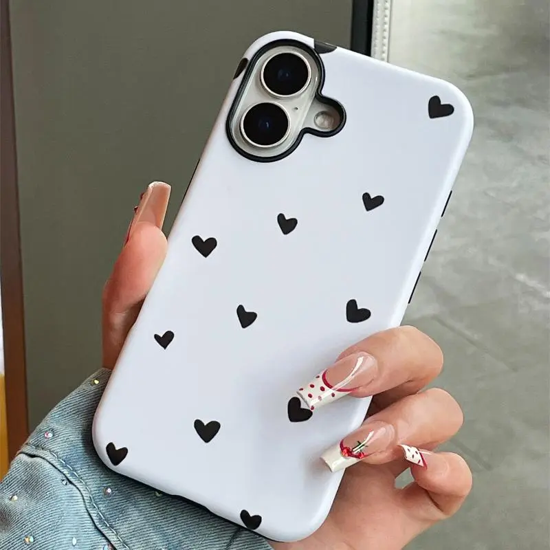 Heart Pattern Phone Case, Anti-drop & Dirt-resistant Phone Protective Cover, Fashion Phone Accessories Compatible with iPhone 16 Pro Max 15/11, Casing