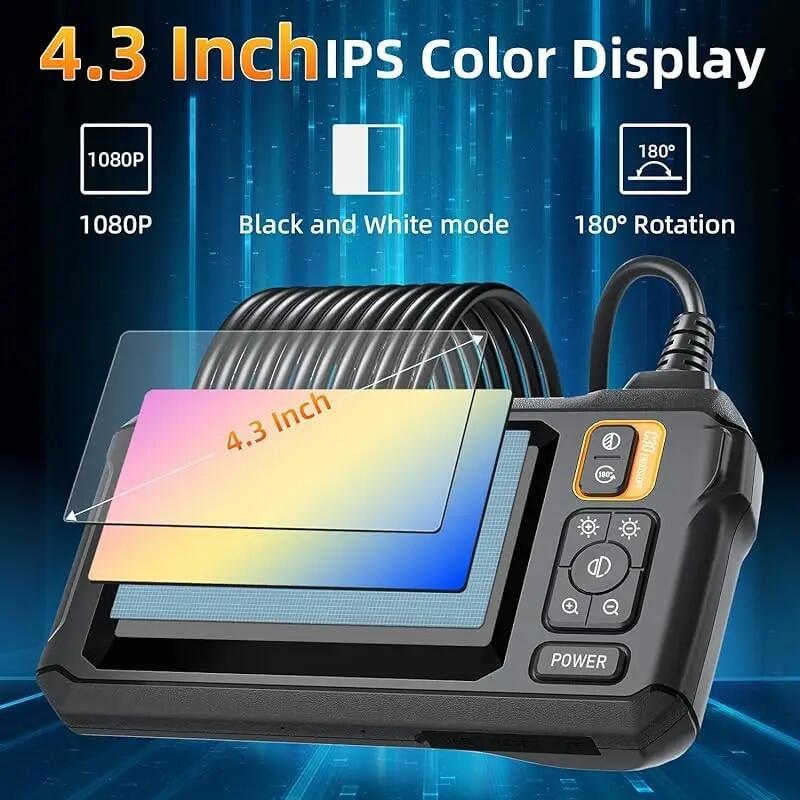 Camera nội soi công nghiệp, Ống kính 8mm, HD1080P, Màn hình IPS 4,3inch, 1080P, Thích hợp để kiểm tra ống, Phục Hồi ô tô, Chống thấm nước IP67, 8 đèn LED 2
