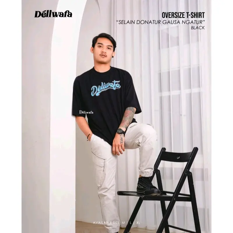 Kaos Pria Deliwafa | T-Shirt Oversize - Selain Donatur Gausa Ngatur Katun Cowok Digital Baju Panjang Oblong Keren 2