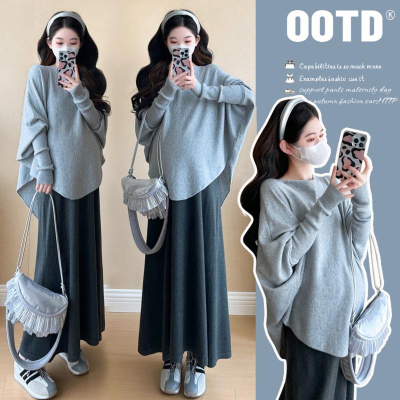 Young Mom | Váy bầu mùa Đông SET327 Sang Trọng Chất Len Đầy Dặn Kiểu Dáng Trẻ Trung Mùa Thu Đông Ấm Áp Thoáng Khí Voi Đầm Bầu Kem Size S M L XL 2XL