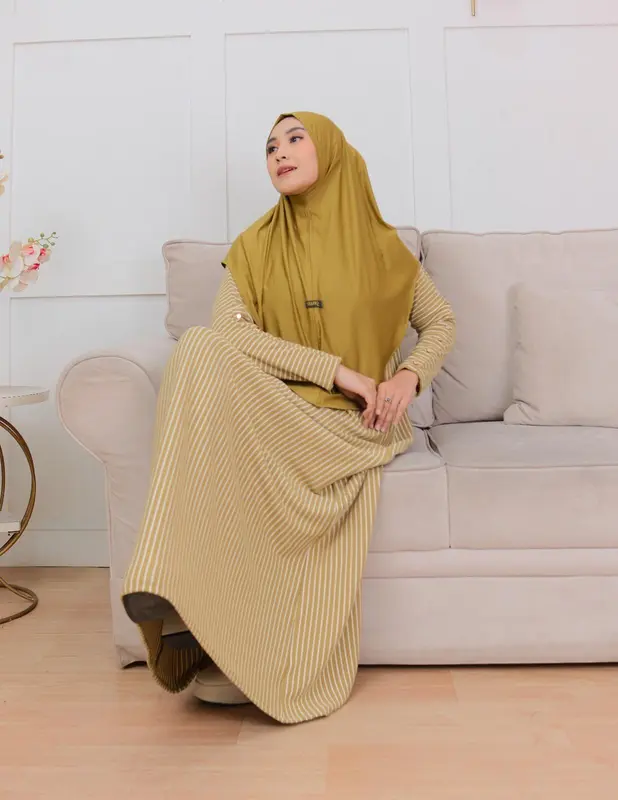 Gamis Inara Salur Button Knit Premium Kekinian Muslim Wanita 1