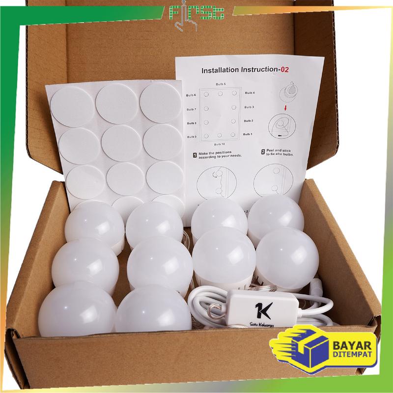 FH K2 Lampu Meja Rias Dandan Kaca Va nity Cahaya Cermin ( 10 Bohlam ) 6