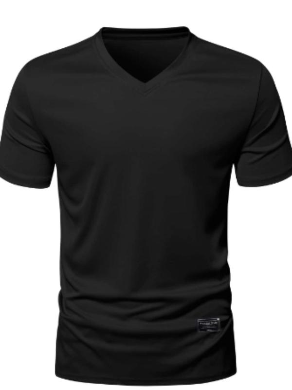 Men's Plain V Neck Loungewear Tee, Regular Fit Casual Soft Comfortable Short Sleeve T-shirt for Summer, Men's Sleepwear for Indoor Wear 8