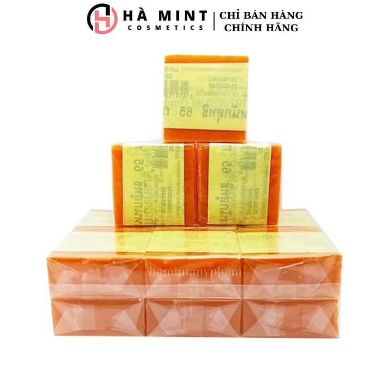 Lốc 12 Bánh Xà Phòng Cam Nghệ, cục xà phòng nghệ Thái Lan, xà bông nghệ 65g