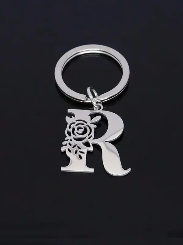 Stainless Steel Letter Design Keychain, Fashionable Keychain for Men & Women, Durable Metal Bag & Car Key Accessory 2