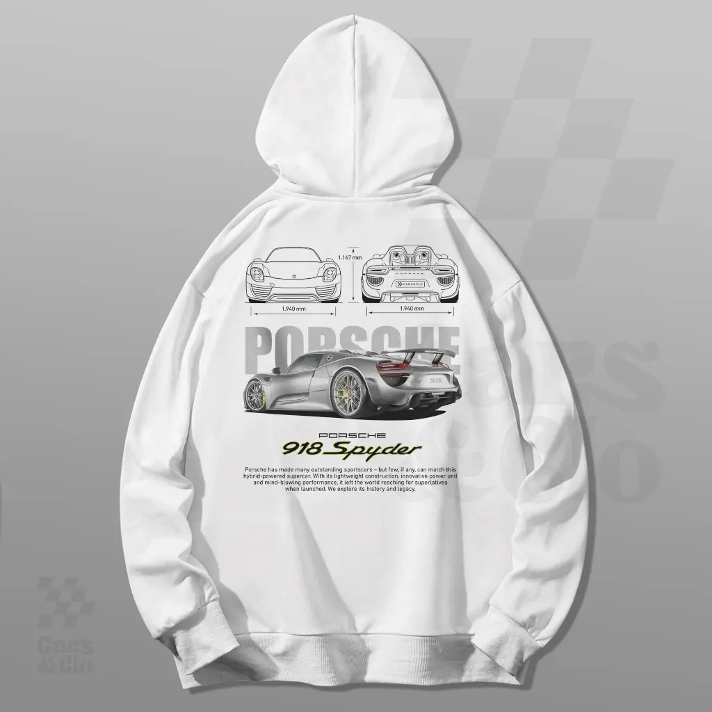 Cars and Clo - Porsche 918 Spyder Blueprint Hoodie