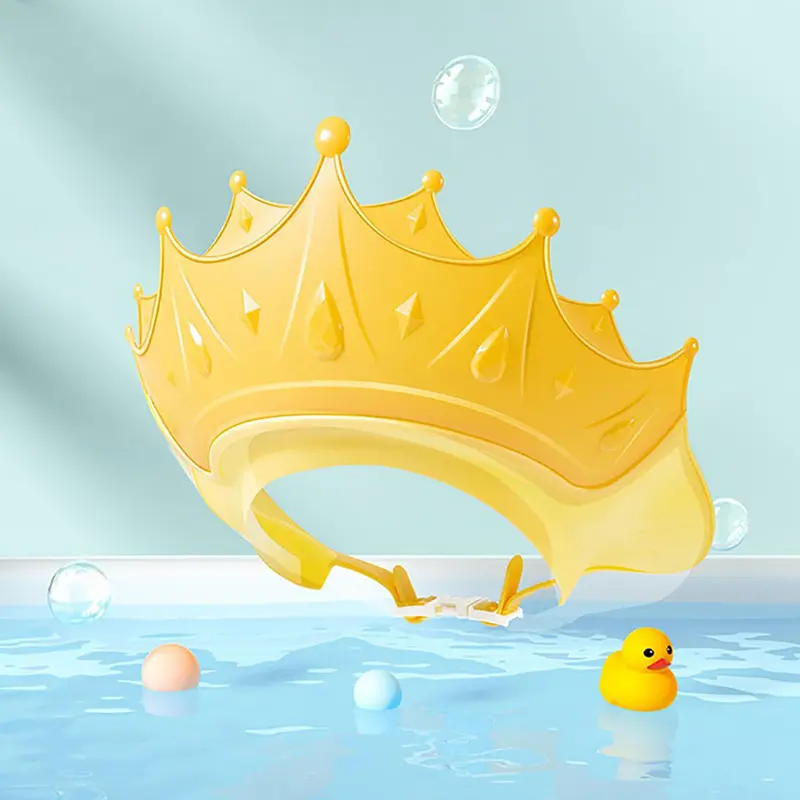 Cute Kids Cartoon Crown Shaped Shower Cap, 1 Count Reusable Silicone Shower Cap for Kids, Bathroom Supplies for Home Use 0