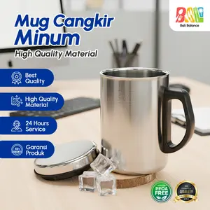 Mug Cangkir Minum Stainless  350ml 500ml – Gelas Minum Panas Dingin Awet & Tahan Lama - 650