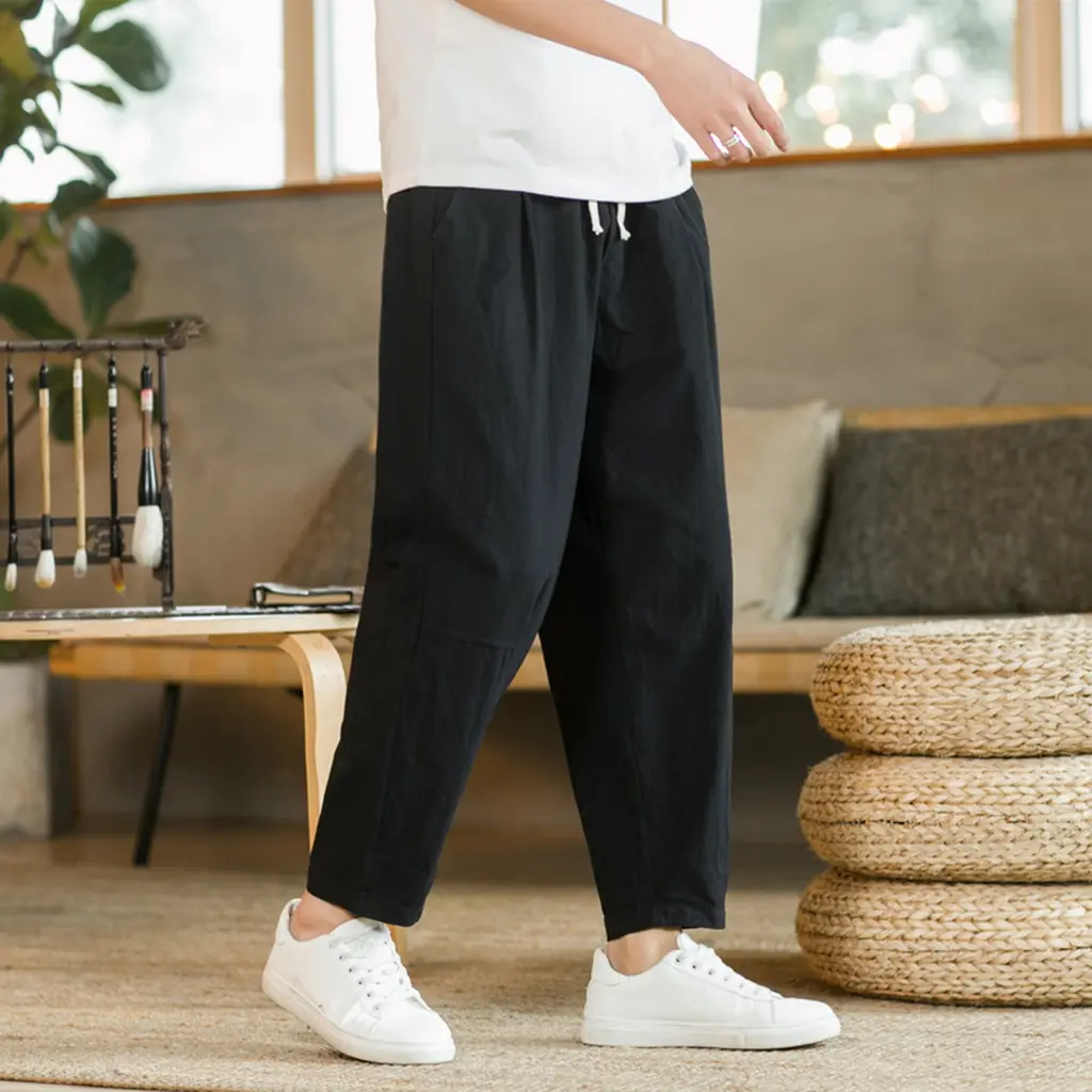 Quần Dài Eo Co Giãn, Bgaeun, Dành Cho Nam Giới, Phong Cách Thường Ngày Ngoại Cỡ, Thoáng Khí, Dài Đến Mắt Cá Chân, Quần Nỉ, Có Eo Dây Rút, Có Túi, Quần Thường Ngày Thoải Mái, Thích Hợp Mặc Hàng Ngày